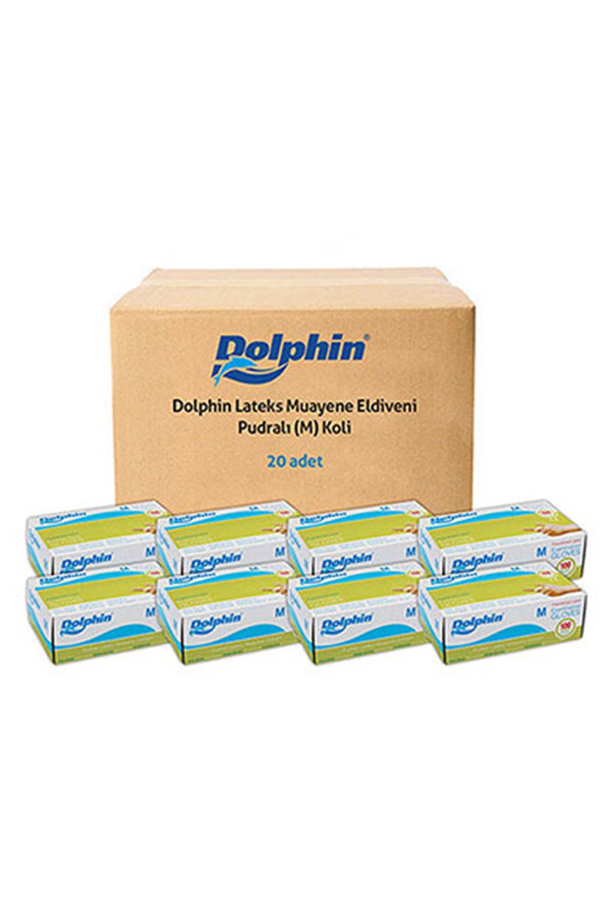 Dolphin%20Beyaz%20Lateks%20Eldiven%20Pudralı%20%20100%20Adet%20x%2020%20Paket%20-%20Koli