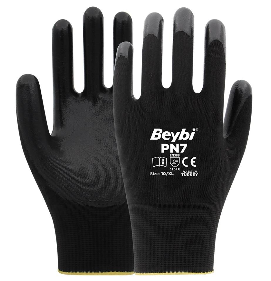 BEYBİ%20PN7%20Polyester%20Örme%20Nitril%20Eldiven