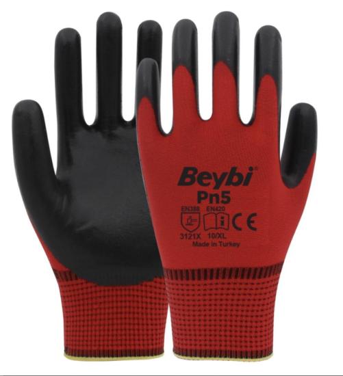 BEYBİ PN5   Polyester Örme Nitril Eldiven