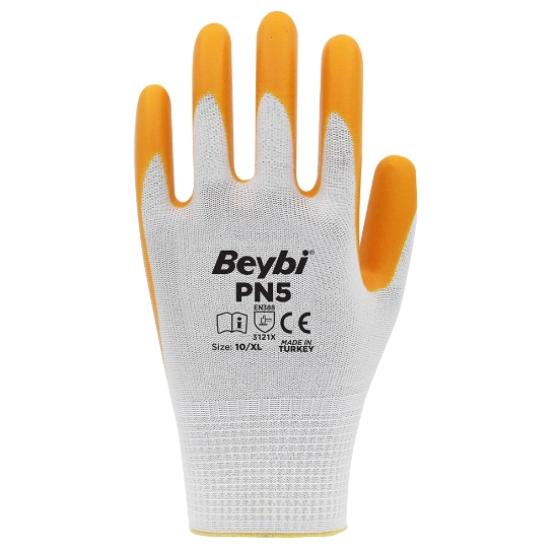 BEYBİ PN5 SARI Polyester Örme Nitril Eldiven