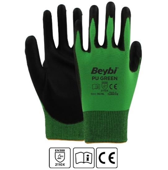 BEYBİ Pu Green  Polyester Örme Eldiven